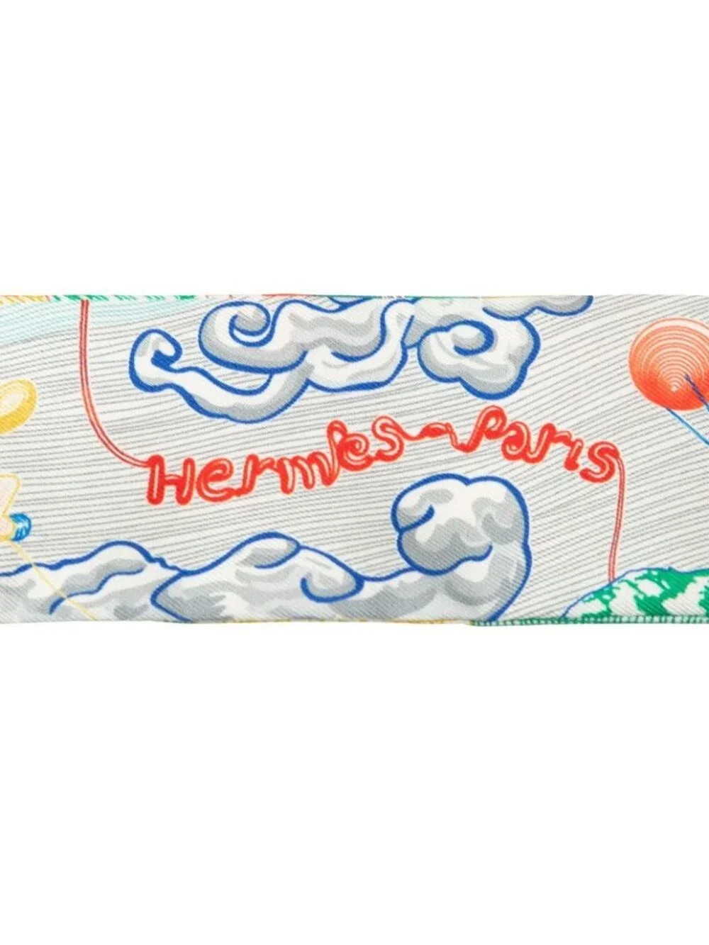 Hermes Twilly City of Light Scarf Gray Green Multicolor Silk